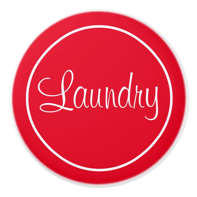 Red Laundry Room Ceramic Knob  (Front)