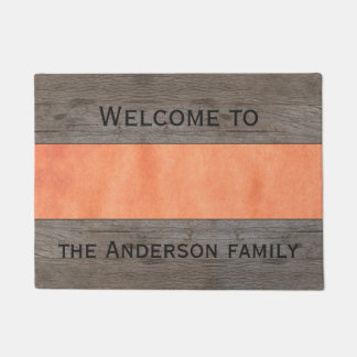 Red Lava with Wooden Planks and Family Name Doormat