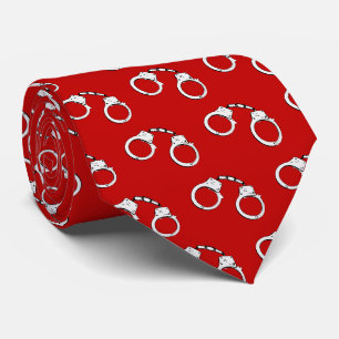 Red Law Enforcement Handcuff Patterned Tie
