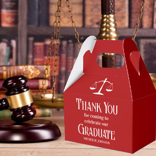 Red Law School Customized Graduation Party Favor Box