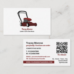Red Lawn-Mower, Lawn Mowing Services Business Card