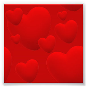 RED LAYERED 3D HEARTS LOVE MOTIVATIONAL SWEETHEART PHOTO PRINT