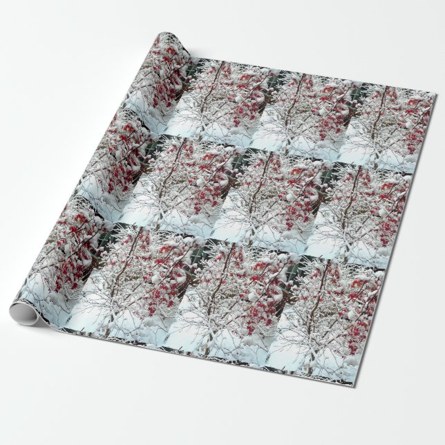 RED LEAF SNOW  WRAPPING PAPER (Unrolled)