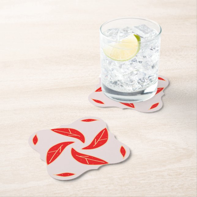 Red leafs paper coaster (Insitu)