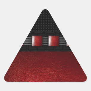 Red Leather Black Texture Triangle Sticker