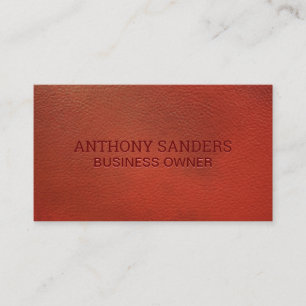 Red Leather   Emboss Lettering Business Card