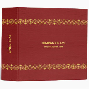 Red Leather Gold border 3 Ring Binder