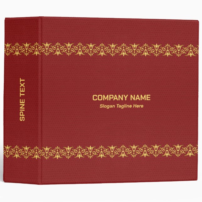 Red Leather Gold border 3 Ring Binder (Front/Spine)