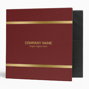 Red Leather Gold Stripes Accents 3 Ring Binder