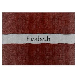 Red Leather, Leather Background, Your Name Cutting Board