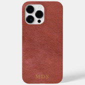 Red Leather Look Gold Monogram Simple Faux Oxblood Case-Mate iPhone Case (Back)