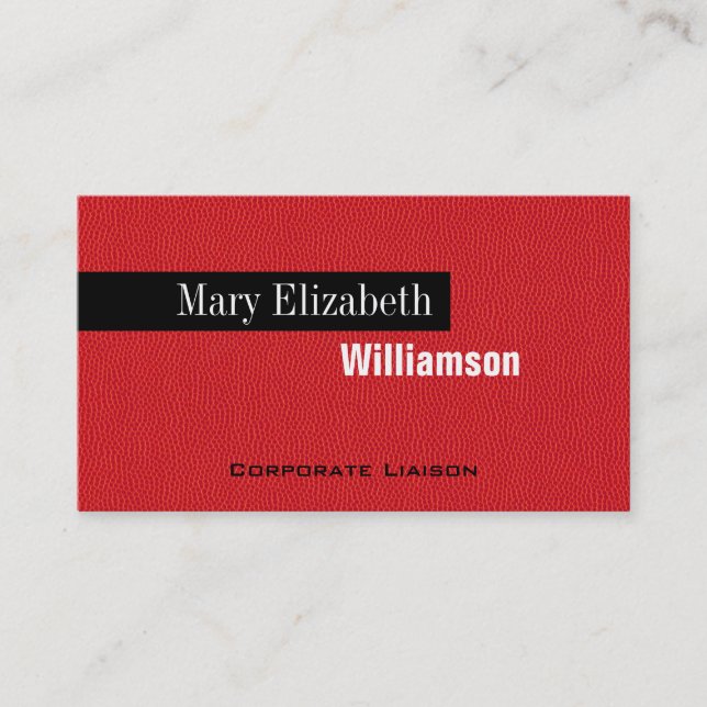 Red Leather Modern Professional Business Cards (Front)