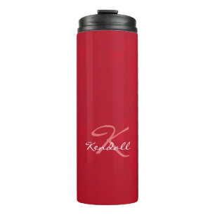 Red Leather Monogram Thermal Tumbler