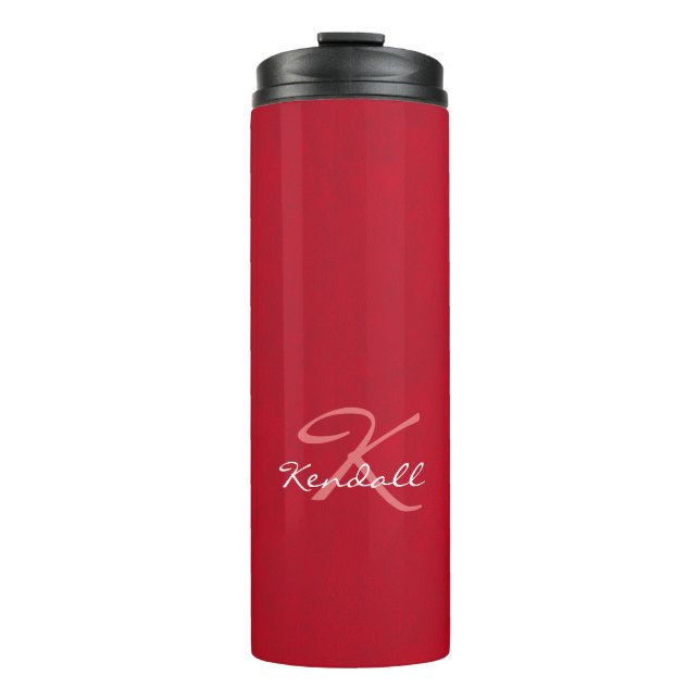 Red Leather Monogram Thermal Tumbler (Front)