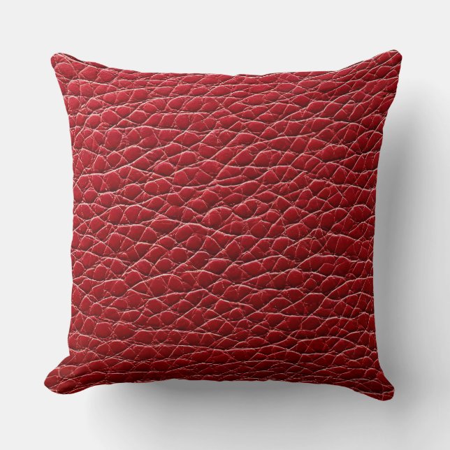 Red leather pattern throw pillow (Front)