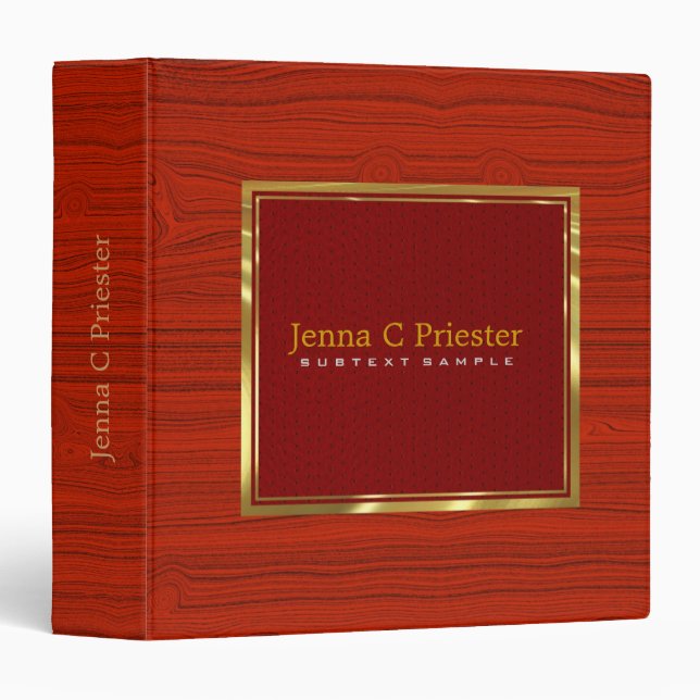 Red Leather Red Wood Touch Of Metallic Gold. Binder (Front/Spine)
