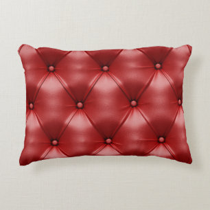 Red Leather: Seamless Texture Elegance Accent Pillow