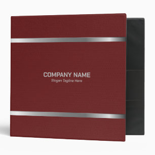 Red Leather Silver Stripes Accents 3 Ring Binder