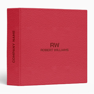Red Leather Texture Look 3 Ring Binder