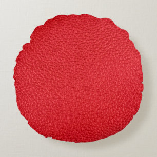 Red leather texture round pillow
