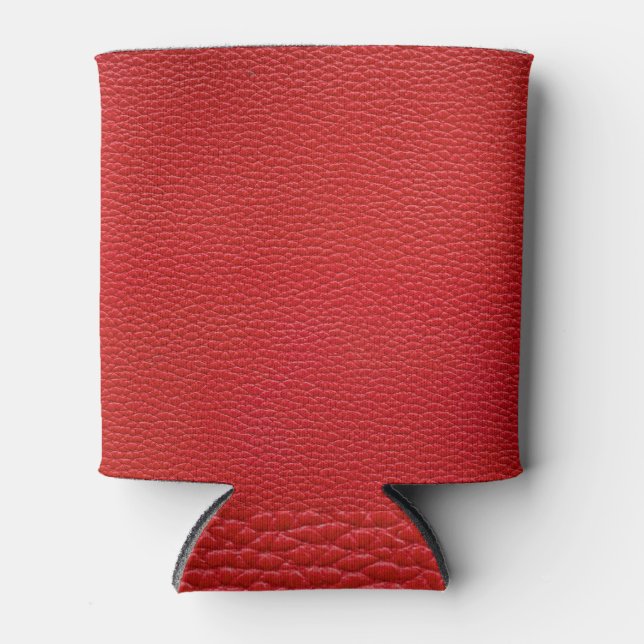 Red leather texture, seamless background. can cooler (Front)