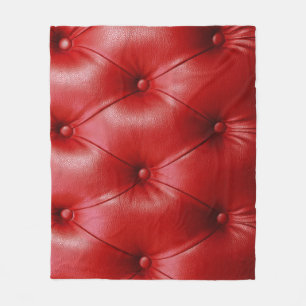 Red Leather: Upholstery Pattern Elegance. Fleece Blanket