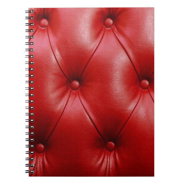 Red Leather: Upholstery Pattern Elegance. Notebook (Front)