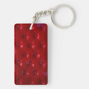 Red Leather Upholstery texture pattern elegant Keychain