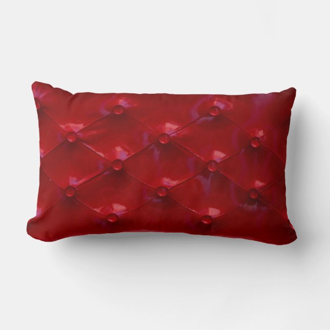 Red Leather Upholstery texture pattern elegant Lumbar Pillow (Front)