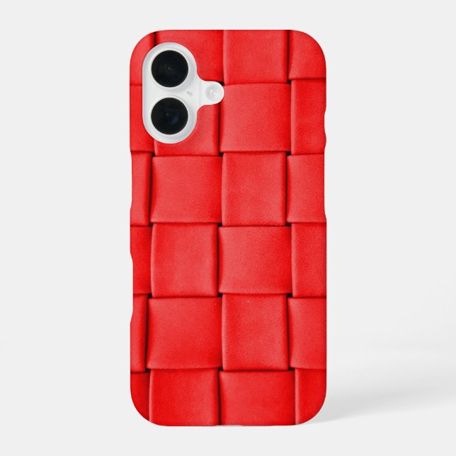 red leather weave background iPhone 16 case (Back)