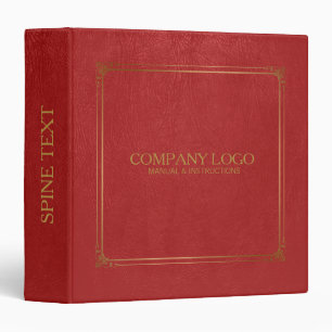 Red Leather With Gold Frame Accent Binder