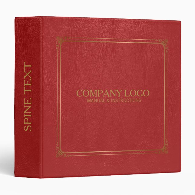 Red Leather With Gold Frame Accent Binder (Front/Spine)
