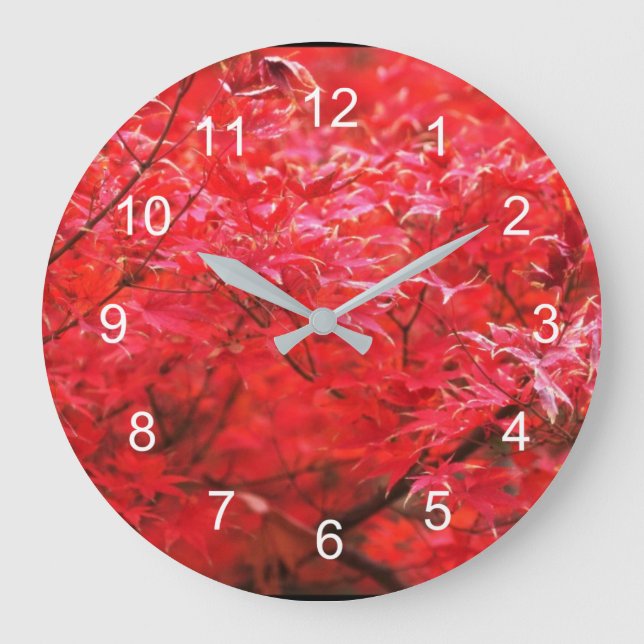Red leaves all around  large clock (Front)