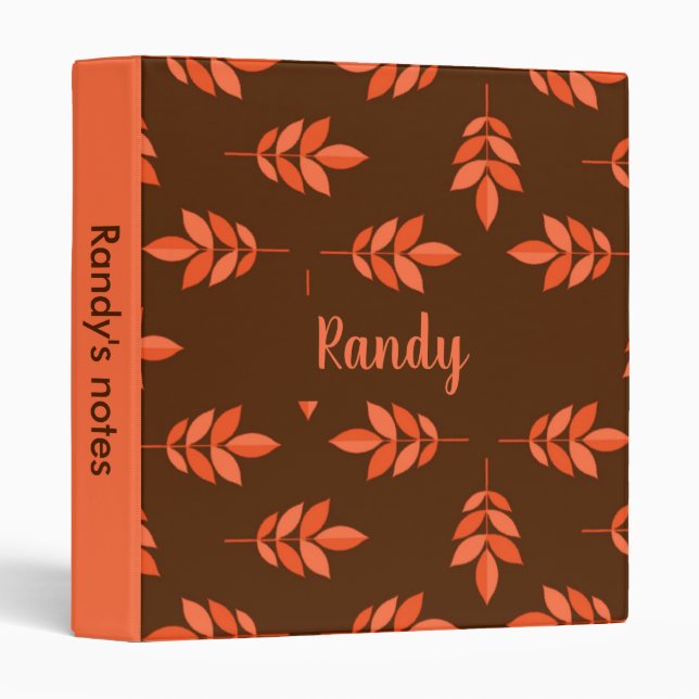 Red leaves custom name brown binder (Front/Spine)