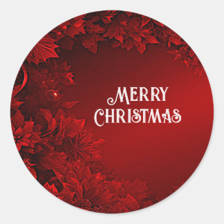 Red Leaves Floral Christmas Sticker