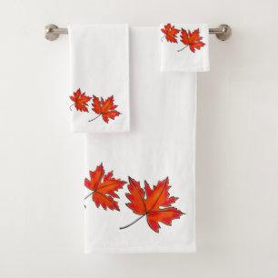 Red leaves, Maple leaves, Autumn colours Bath Towel Set