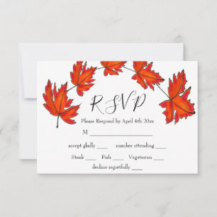 Red leaves, Maple leaves, Autumn colours RSVP Card