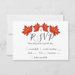 Red leaves, Maple leaves, Autumn colours RSVP Card