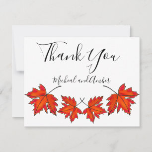 Red leaves, Maple leaves, Autumn colours Thank You Card