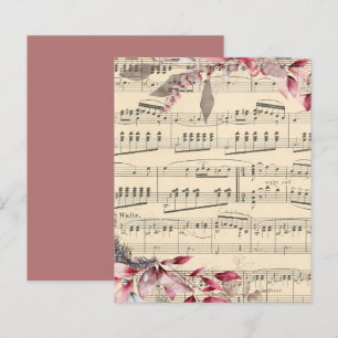 Red Leaves On Music Scrapbook Paper