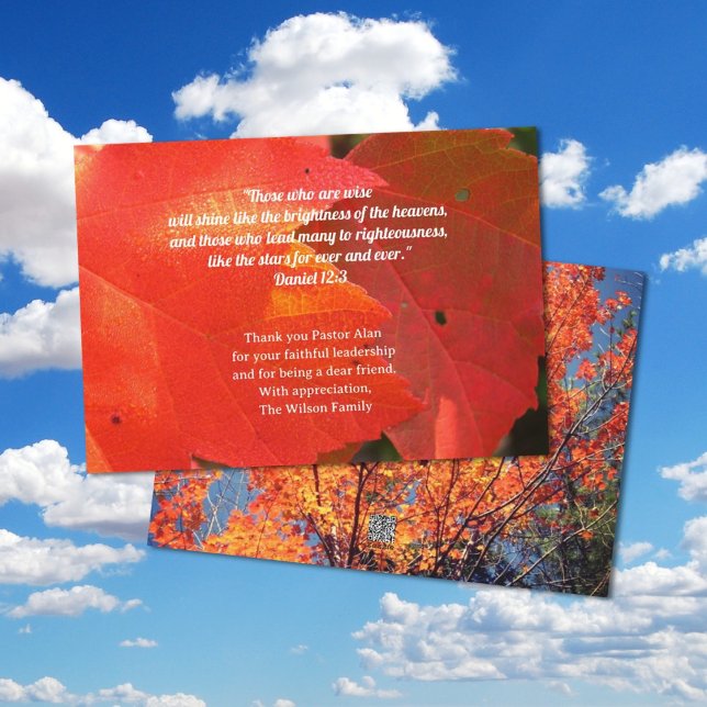 Red Leaves Pastor Appreciation Scripture Thank You Invitation (Creator Uploaded)