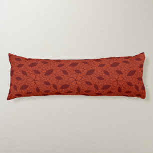 Red leaves pattern on orange body pillow
