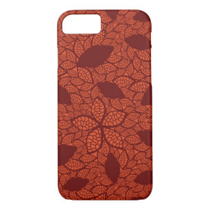Red leaves pattern on orange Case-Mate iPhone case
