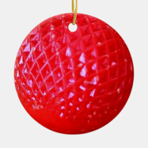 Red LED Christmas Light Bulb Ceramic Ornament