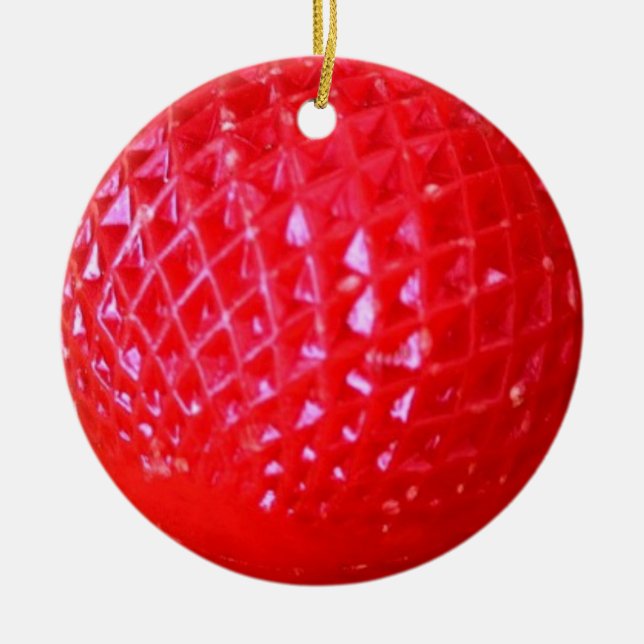 Red LED Christmas Light Bulb Ceramic Ornament (Front)