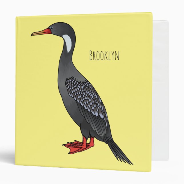 Red-legged cormorant bird cartoon illustration binder (Front/Inside)