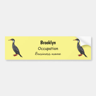Red-legged cormorant bird cartoon illustration bumper sticker