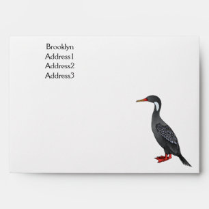 Red-legged cormorant bird cartoon illustration envelope