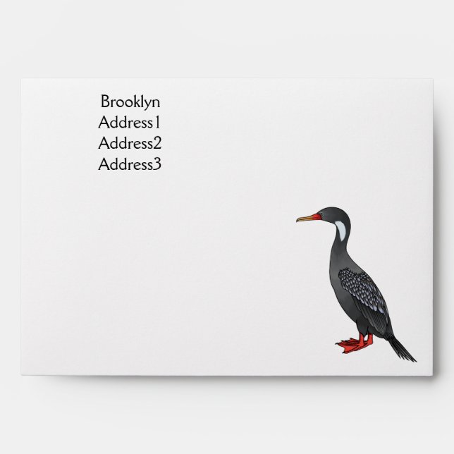 Red-legged cormorant bird cartoon illustration envelope (Front)