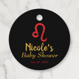 Red LEO Zodiac July August Astrology Baby Shower  Favour Tags
